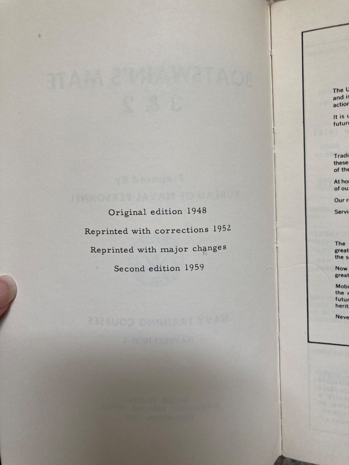 Vintage 1959 2nd Ed. Boatswain’s Mate 3 & 2 Navy Training Course NAVPERS 10121-C