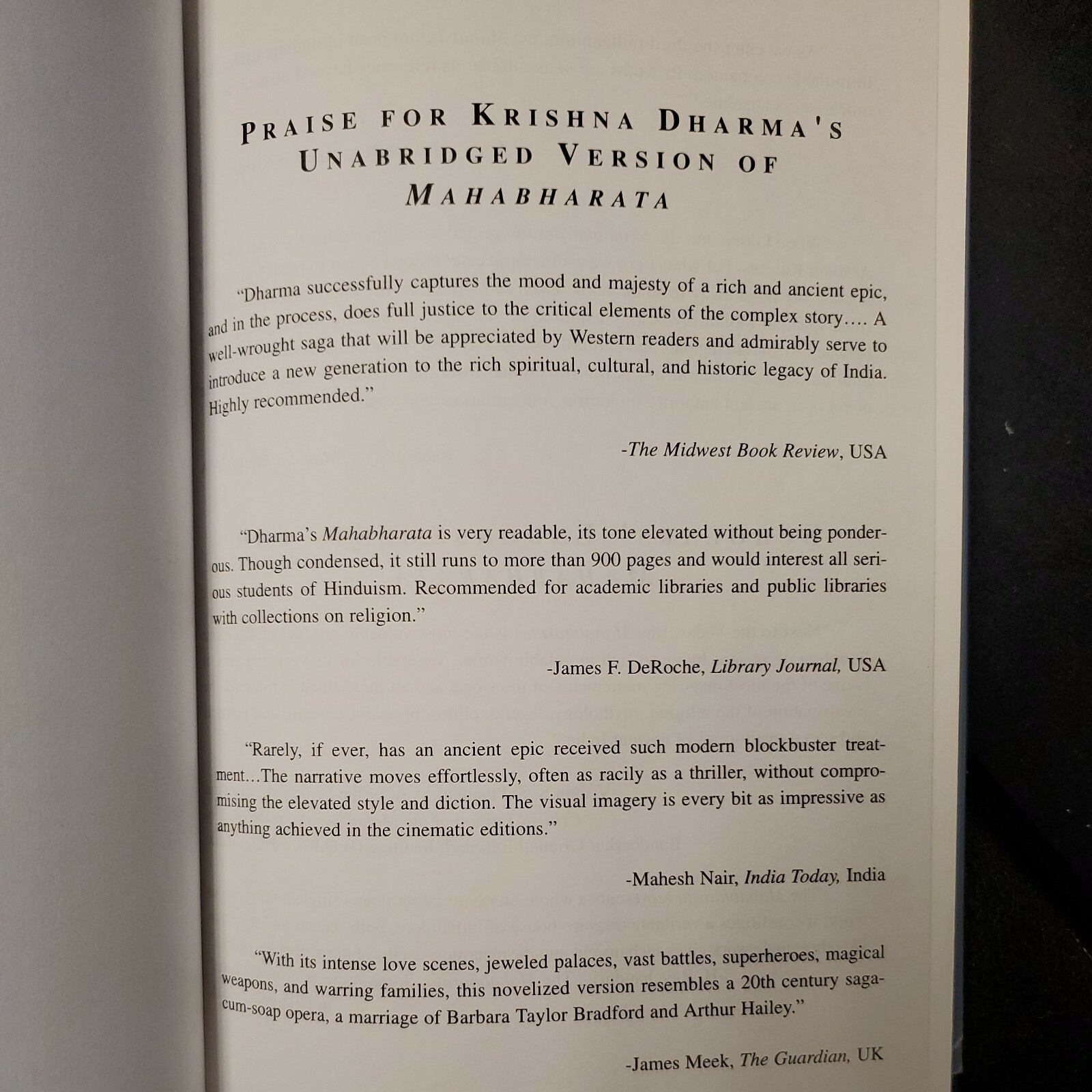Mahabharata Condensed Version of the World’s Greatest Epic by K. Dharma 1st edit