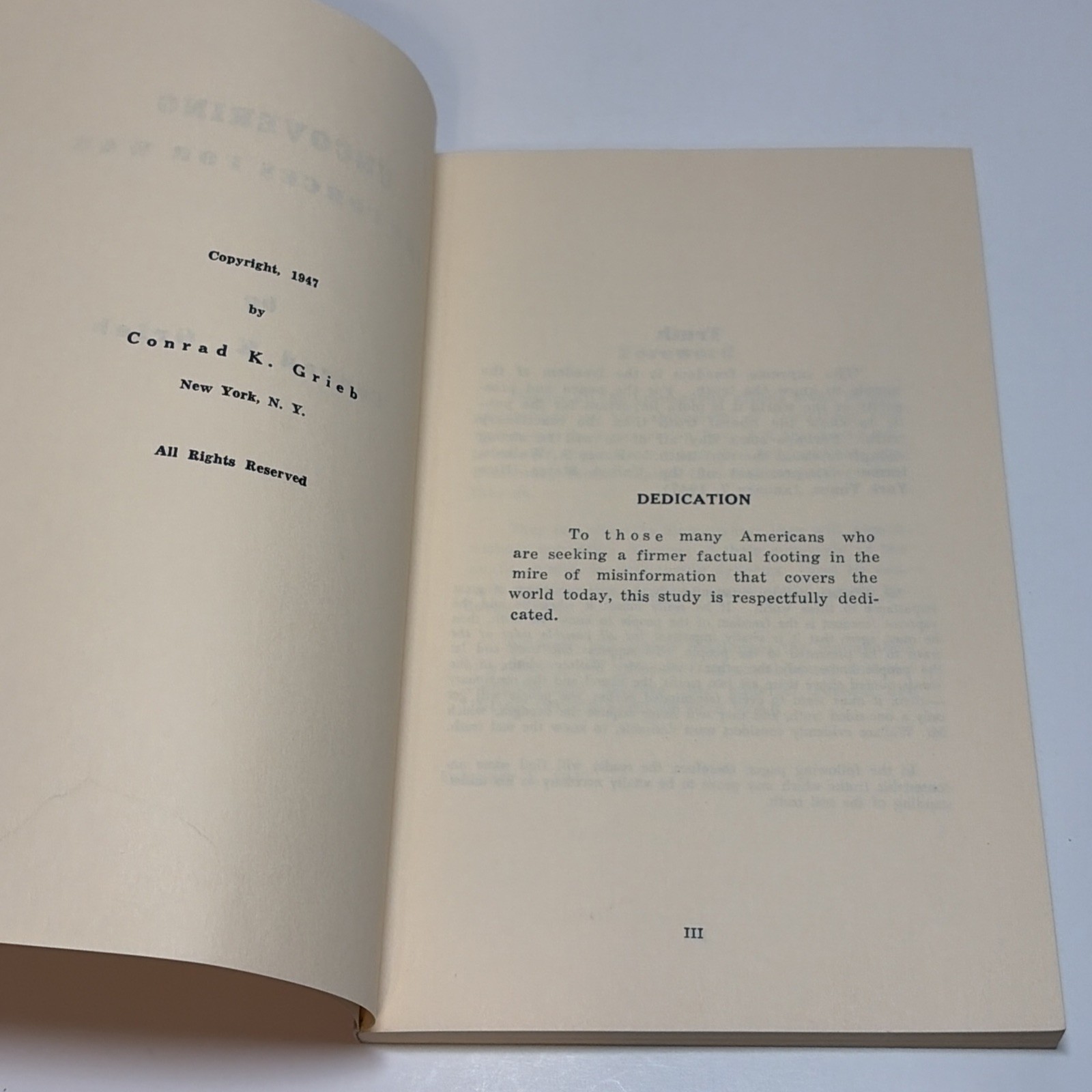 Uncovering The Forces For War by Conrad K. Grieb Paperback 1947 WW1 WW2 Causes