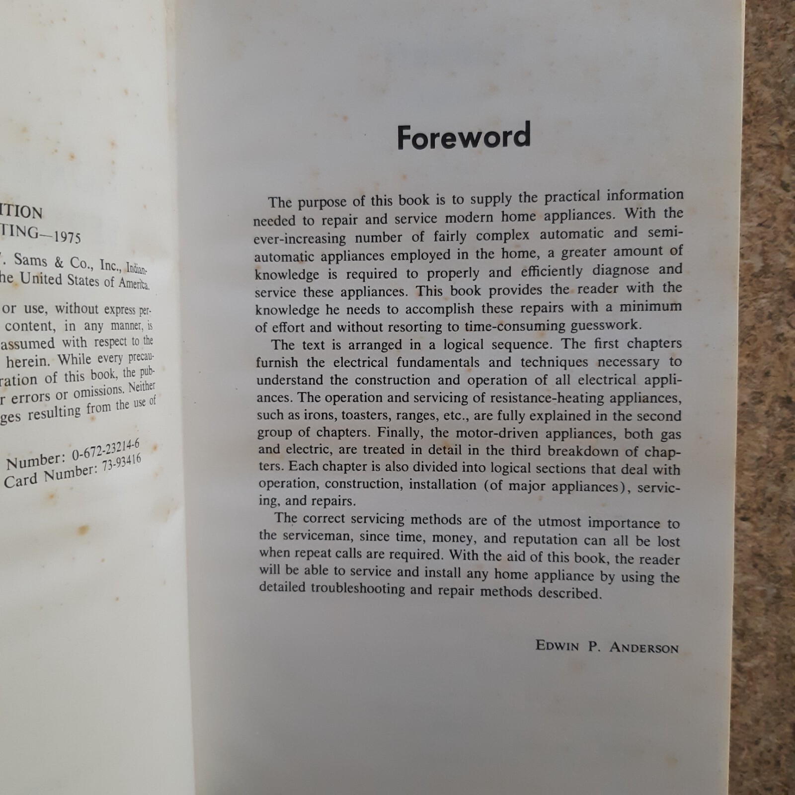 1975 Audel Home Appliance Servicing by Edwin P Anderson 3rd Edition 2nd Printing