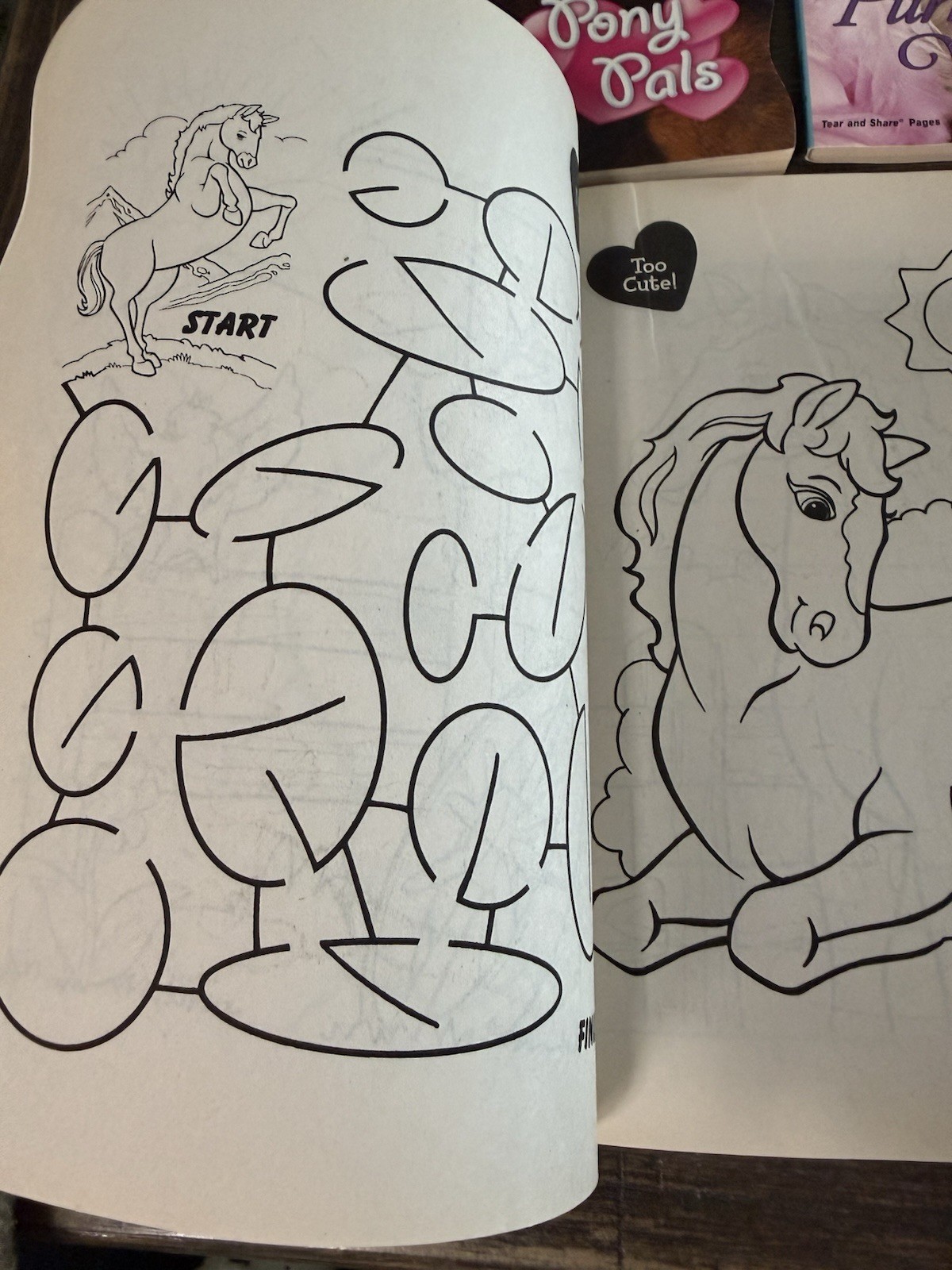 3 New Vintage Sweetheart Activity & Coloring Books 2 Identical Horse 1 Kitten
