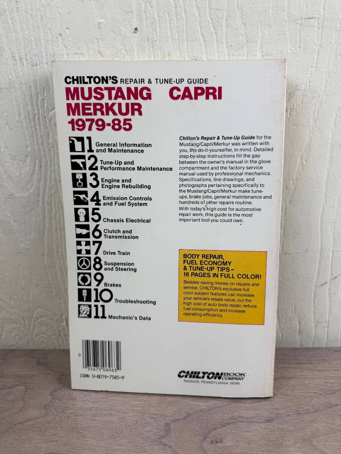 Chilton’s Repair Manual Mustang Merkur Capri 1979-85 Service Guide Book