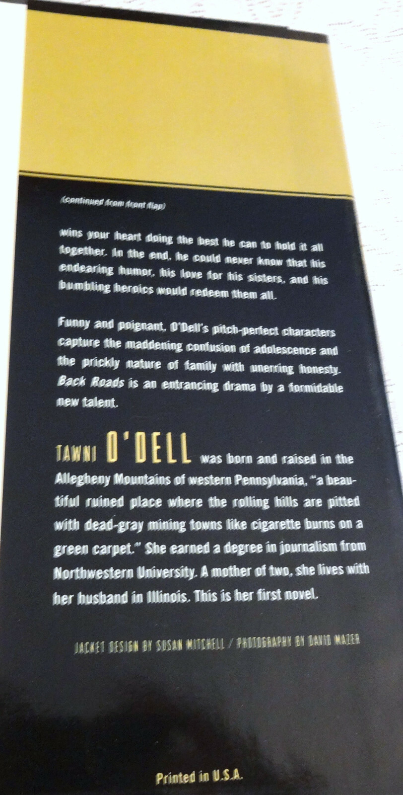 Back Roads Tawni O’Dell 1st Published 2000 Viking Penguin (Penguin Putnam Inc.)