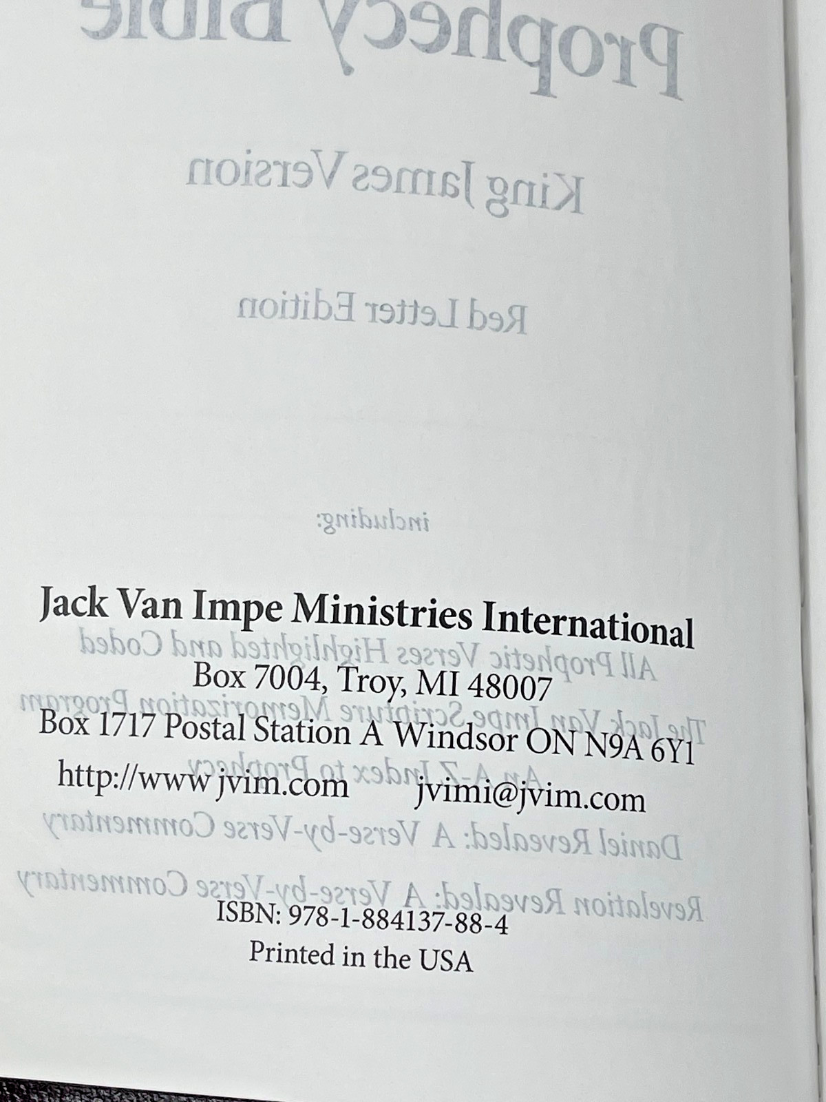 KJV Jack Van Impe Prophecy Bible Burgundy Leather Red Letter Limited Special Ed.