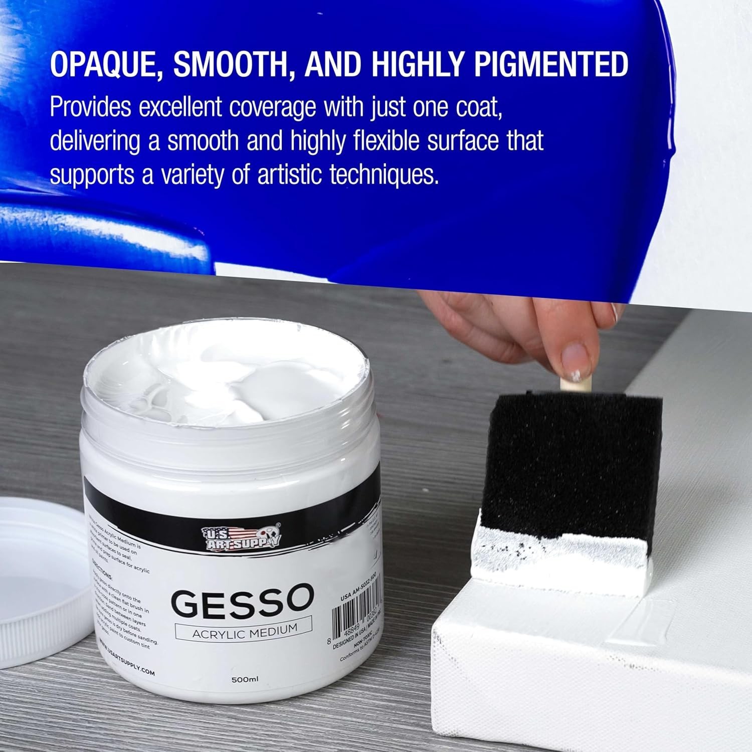 White Gesso Primer 16.9oz – Non-Toxic Gel for Artists‘ Canvas Prep
