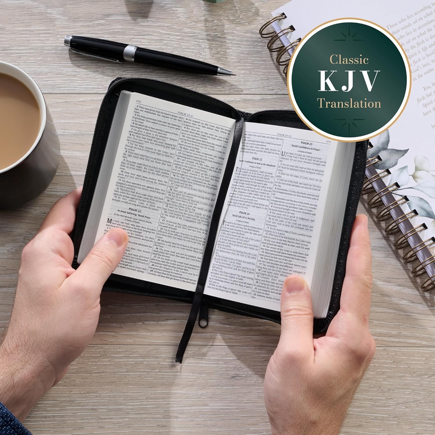 KJV Mini Pocket Holy Bible Zippered Black Faux Leather King James Version Compac