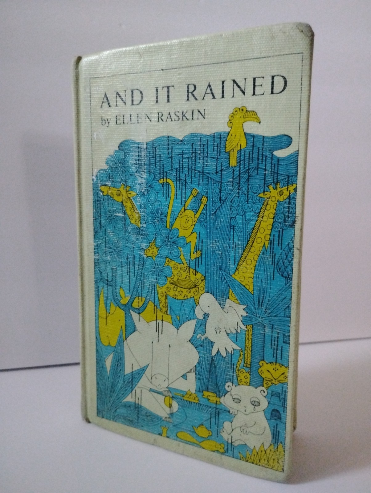 And It Rained Ellen Raskin 1969 1st Edition Atheneum Tea with Jungle Animals HC