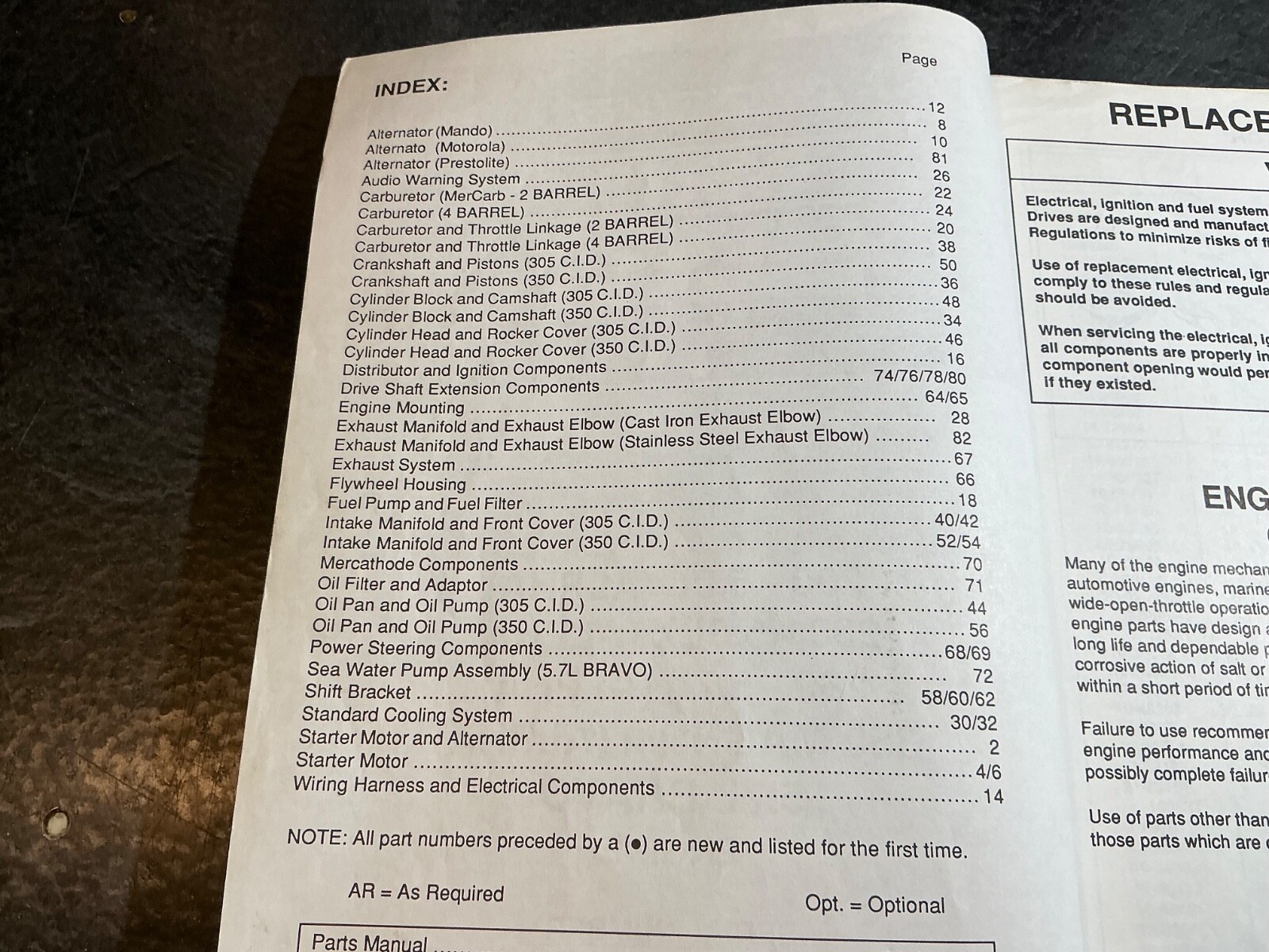 Mercruiser 200 5.0L 230 5.0LX 260 5.7L 350 Magnum Alpha 5.7L Bravo Parts Catalog