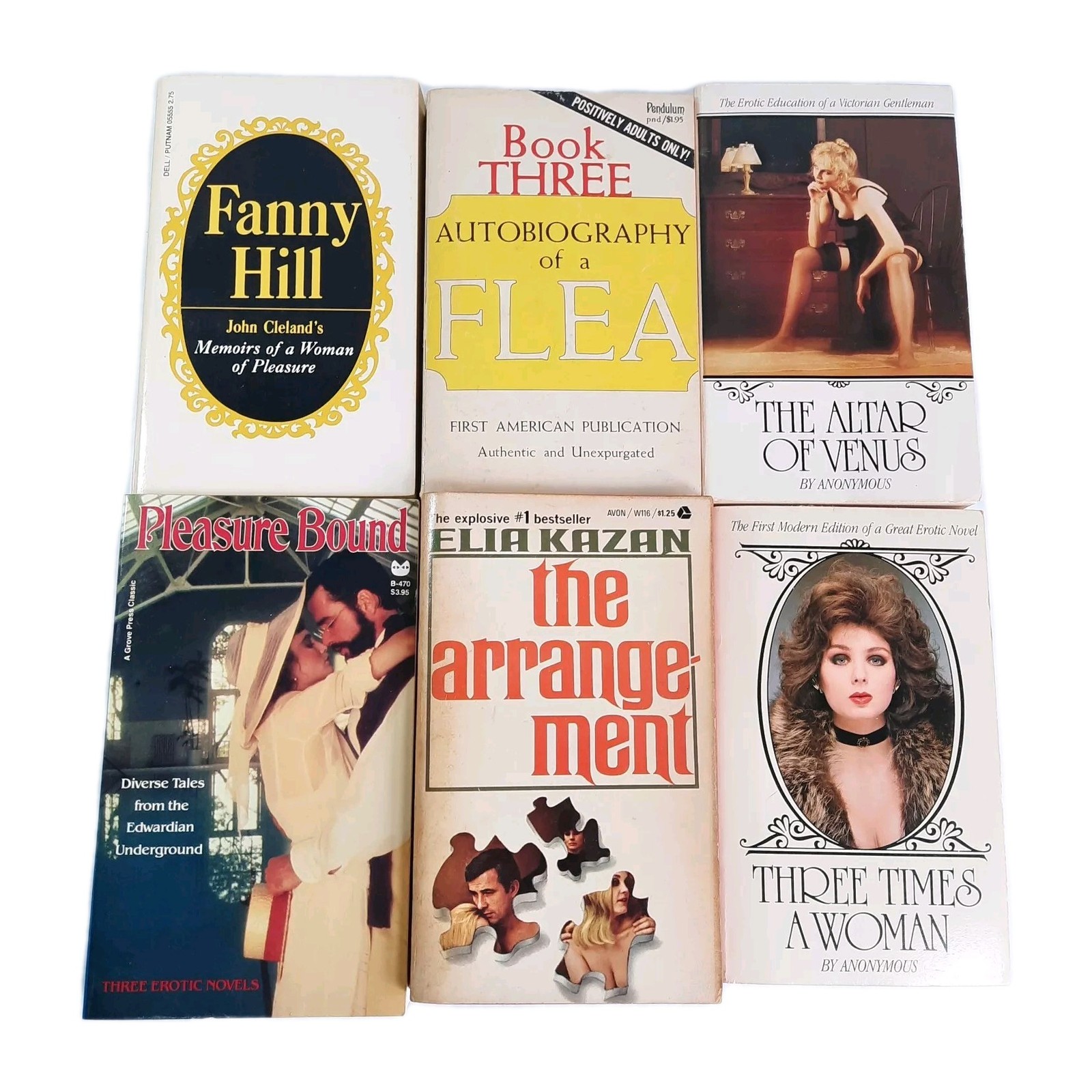Vintage Pulp Erotica Lot of 6 Adult Paperbacks 60s & 80s, Fanny Hill, Flea
