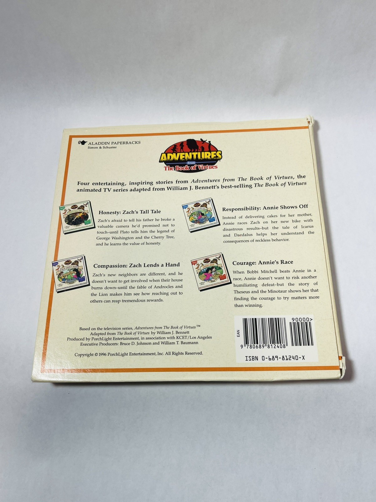 Adventures from The Book of Virtues Boxed Set PBS 4 books 1996 Honesty Courage