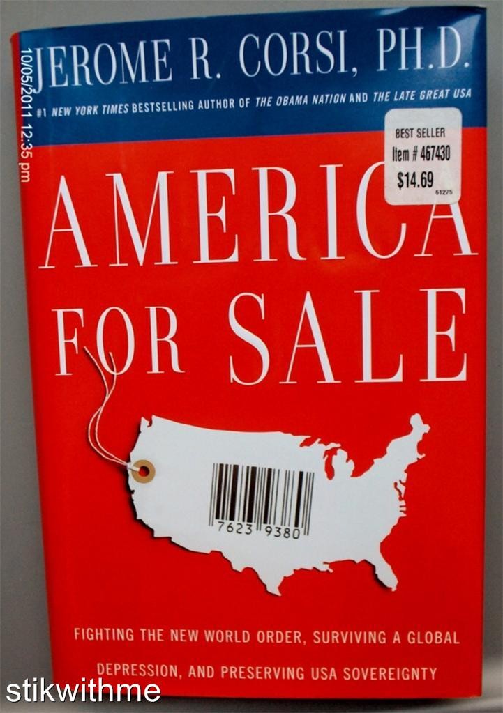 NEW America for Sale: Fighting the New World.. Jerome R. Corsi Phd HC Bk 1st Ed
