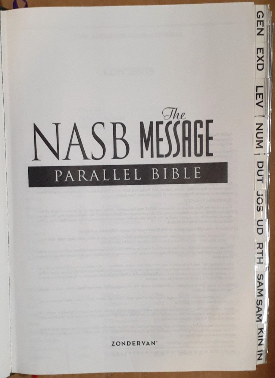 NASB – The Message Parallel Indexed Bible By Zondervan Staff (2004, Hardcover)