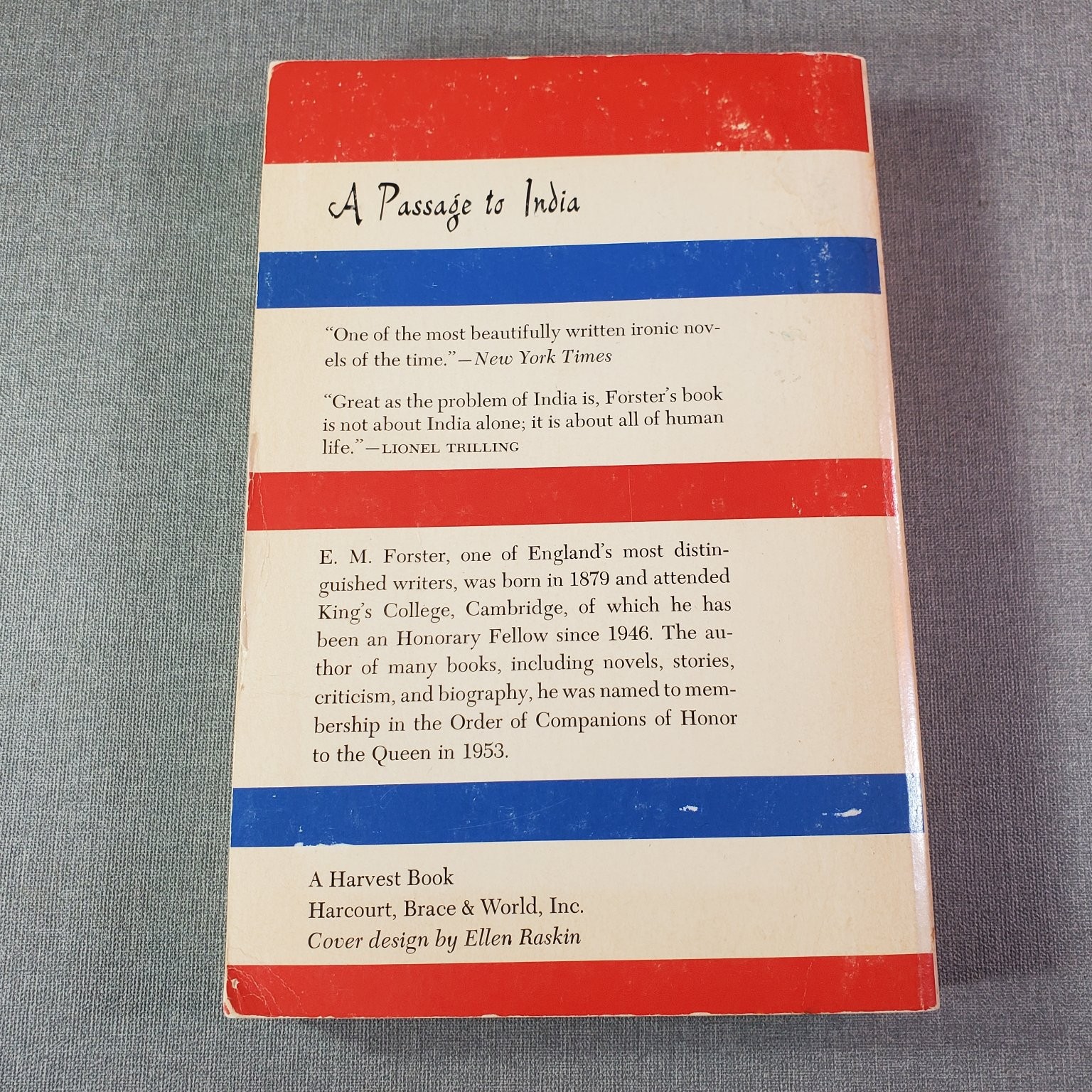 A Passage to India E. M. Forster 1952 Paperback Fiction Harcourt