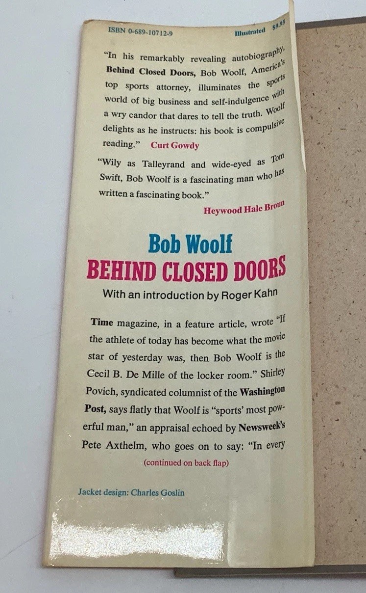Bob Woolf Behind Closed Doors Signed 1st Edition 1976 Inscribed To Herb Mann