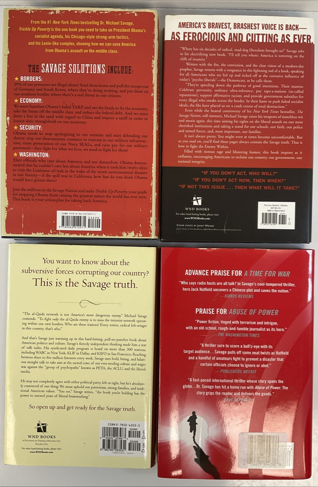 Michael Savage Lot of 4 HC/DJ~~3 Nonfiction, 1 Fiction~~Titles in Description