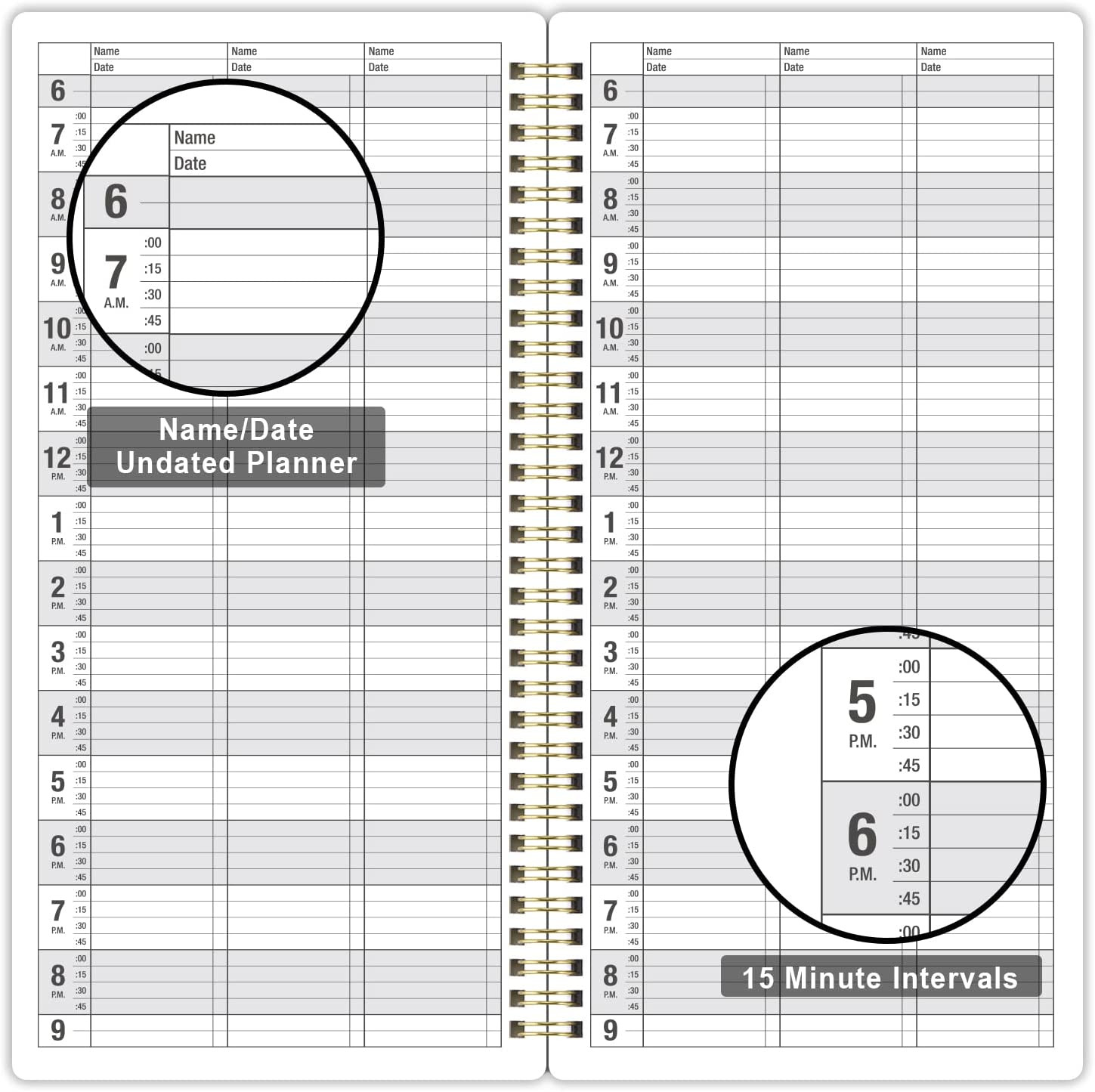 3 Column Appointment Book – Daily and Hourly Schedule Book with 200 Pages