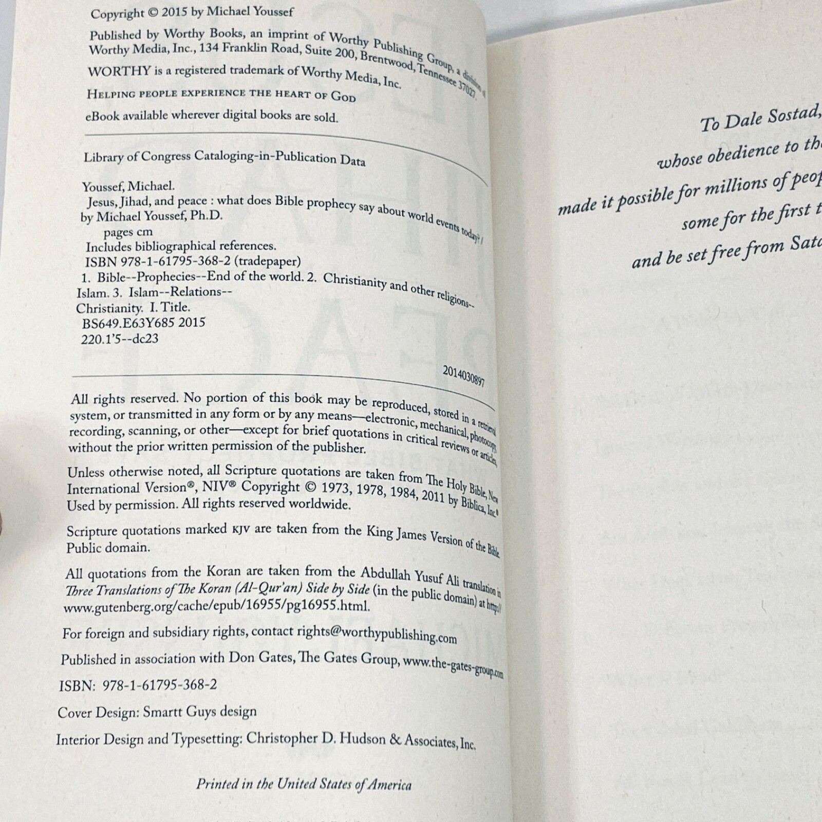 JESUS, JIHAD AND PEACE – MICHAEL YOUSSEF – 2015 WORTHY – PAPERBACK – EXCELLENT