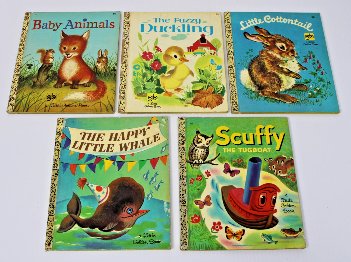 5 Vintage Little Golden Books- Baby Shower Gift Retro Nursery Cozy Kids‘ Stories
