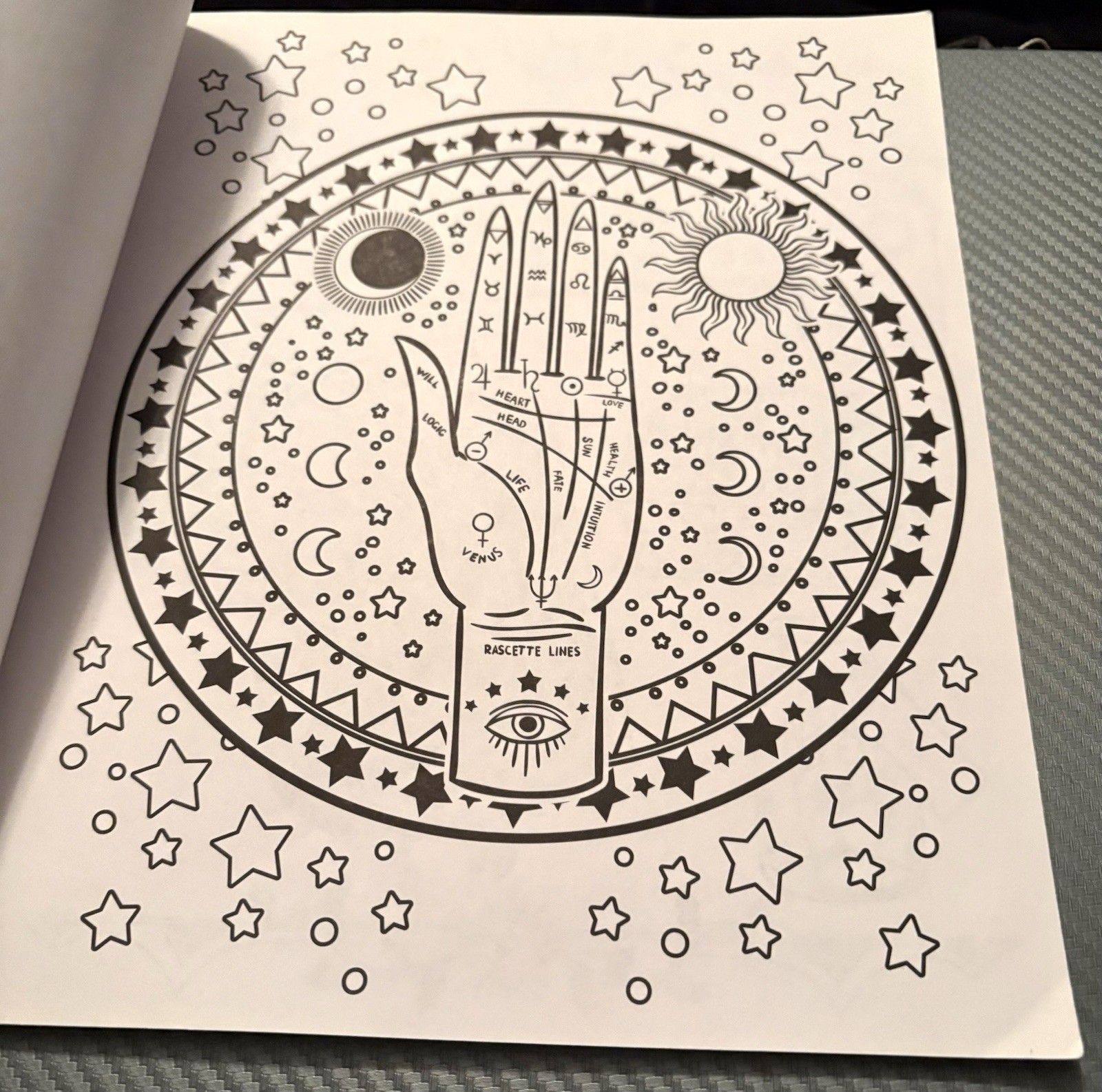 Witchcraft Coloring Book – 20 Perforated Pages Pentagram Tarot Cats 1 Page Used