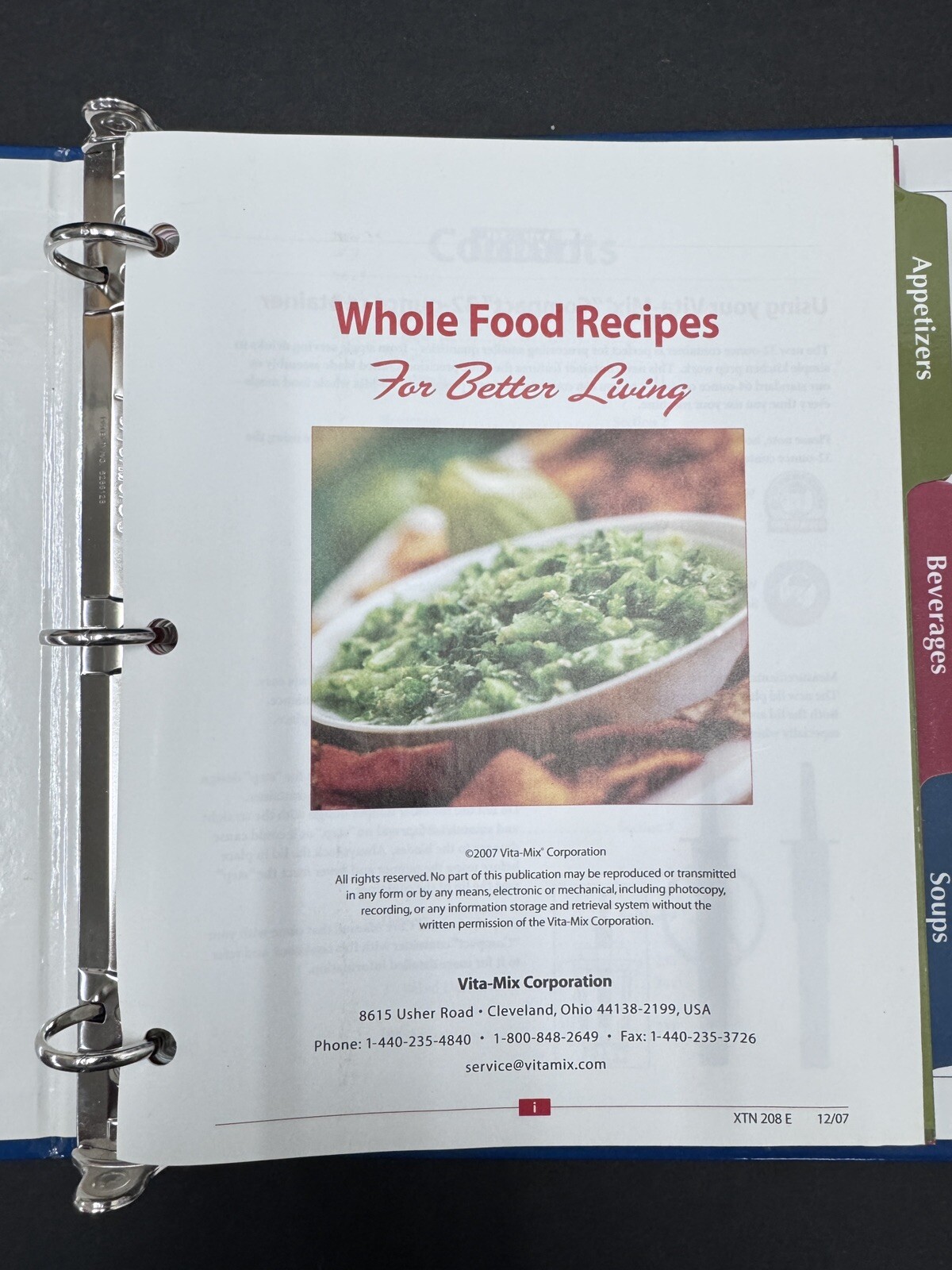 Vita-Mix Whole Food Recipes For Better Living 3-Ring Binder 2007 Cookbook & DVD