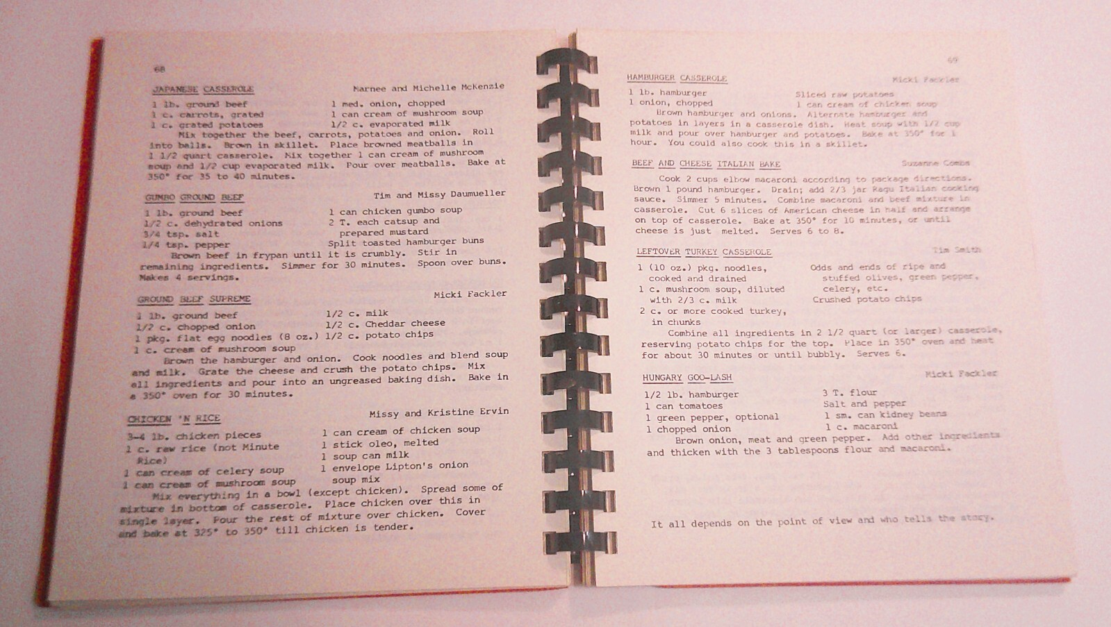1980 Blackhurst School Cookbook Spiral Bound 168 pages