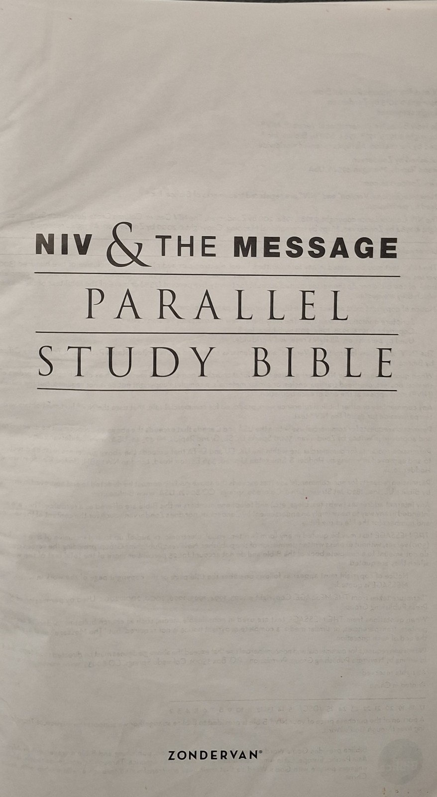 Niv and the Message Parallel Study Bible by Zondervan Staff (2013, Imitation…