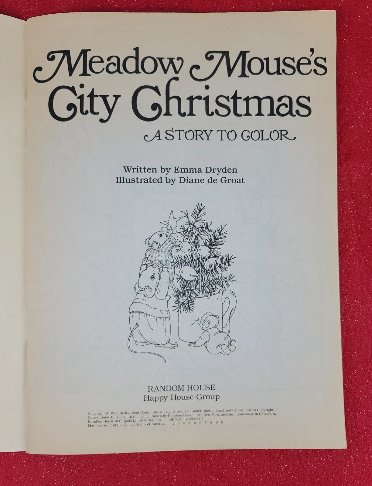 Vintage 1988 Meadow Mouse’s City Christmas Story Coloring Book 47 Pages