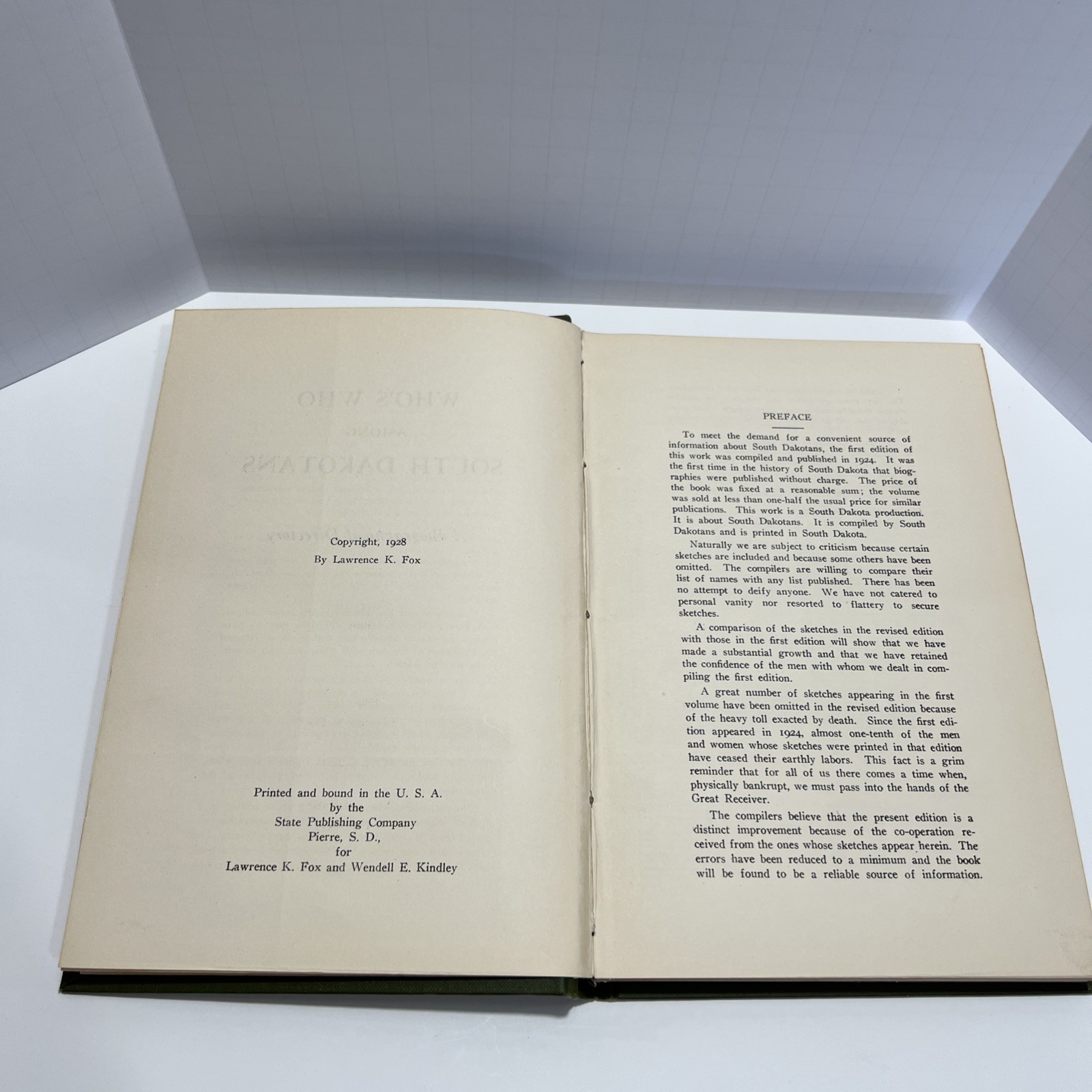 Who’s Who Among South Dakotans, Vol 2 First Edition 1928 Lawrence K. Fox HC Book