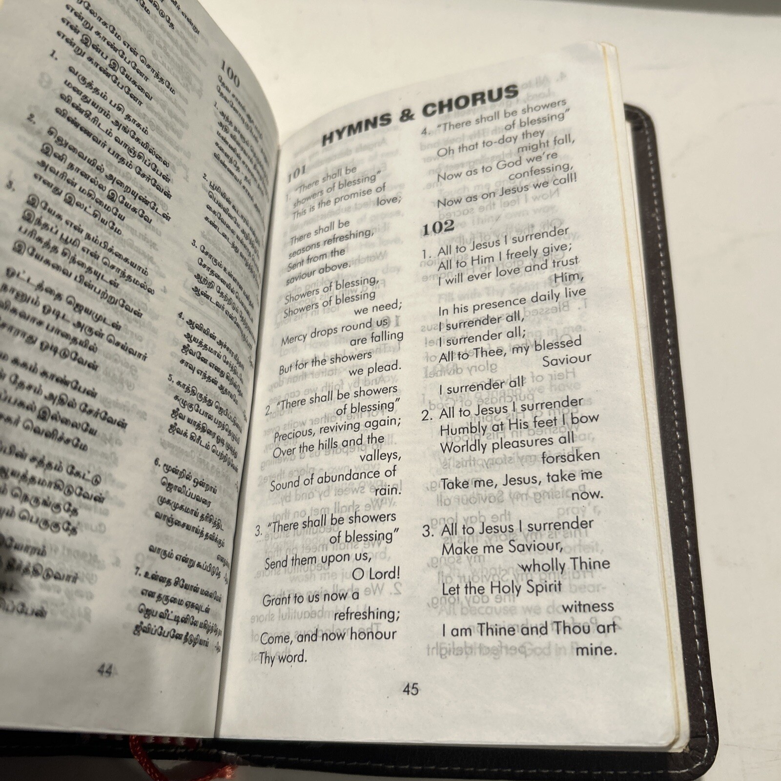 Compact Tamil Holy Bible & Hymnary – India – Leather Bound, Illustrated