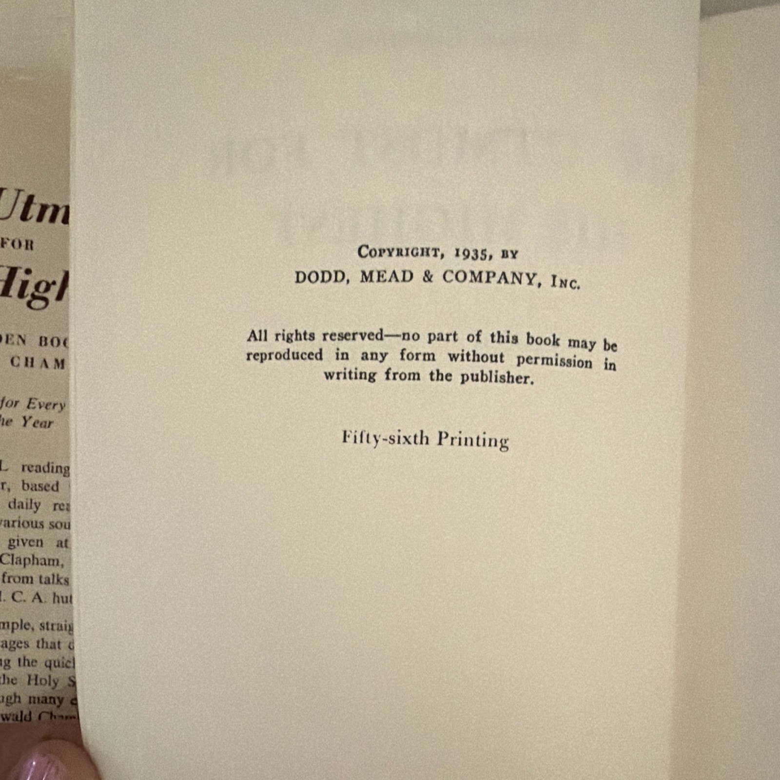Dodd, Mead My Utmost for His Highest Oswald Chambers HC 1935 56th DJ