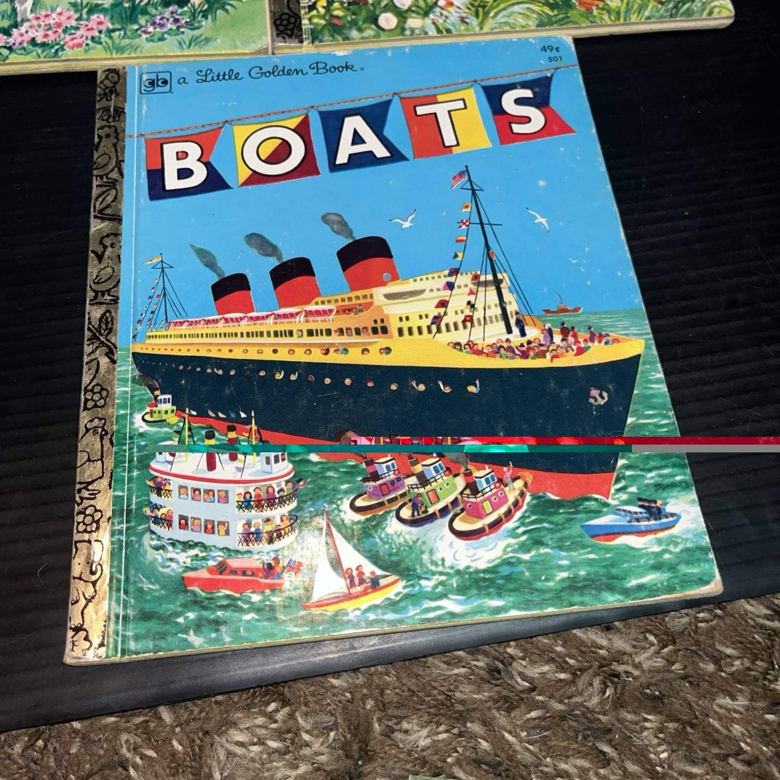 Lot of 3 Little Golden Books Mixed Lot Vintage Boats, Heidi, & The Cow Went Over
