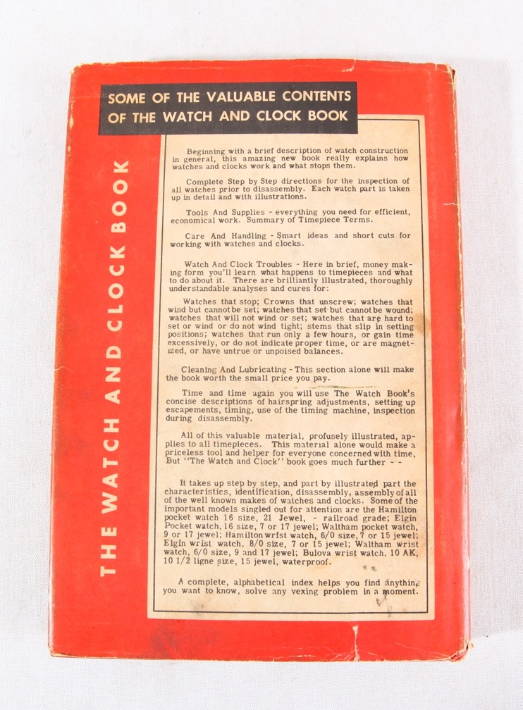 The Watch and Clock Book (Repair Manual) by Arco, 1948 HC, G+