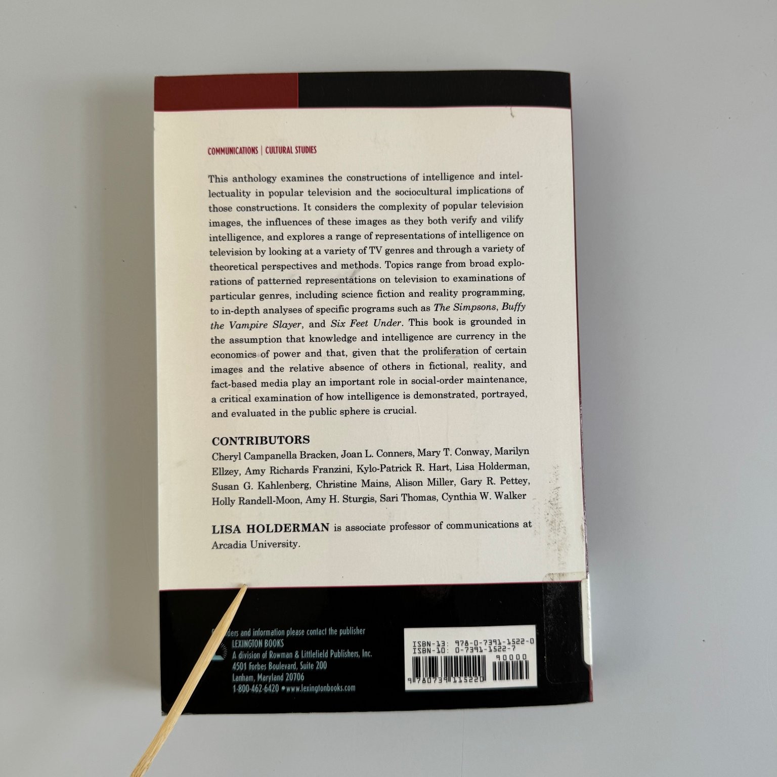 Common Sense Intelligence on TV Lisa Holderman 2008 Nonfiction Lexington Books