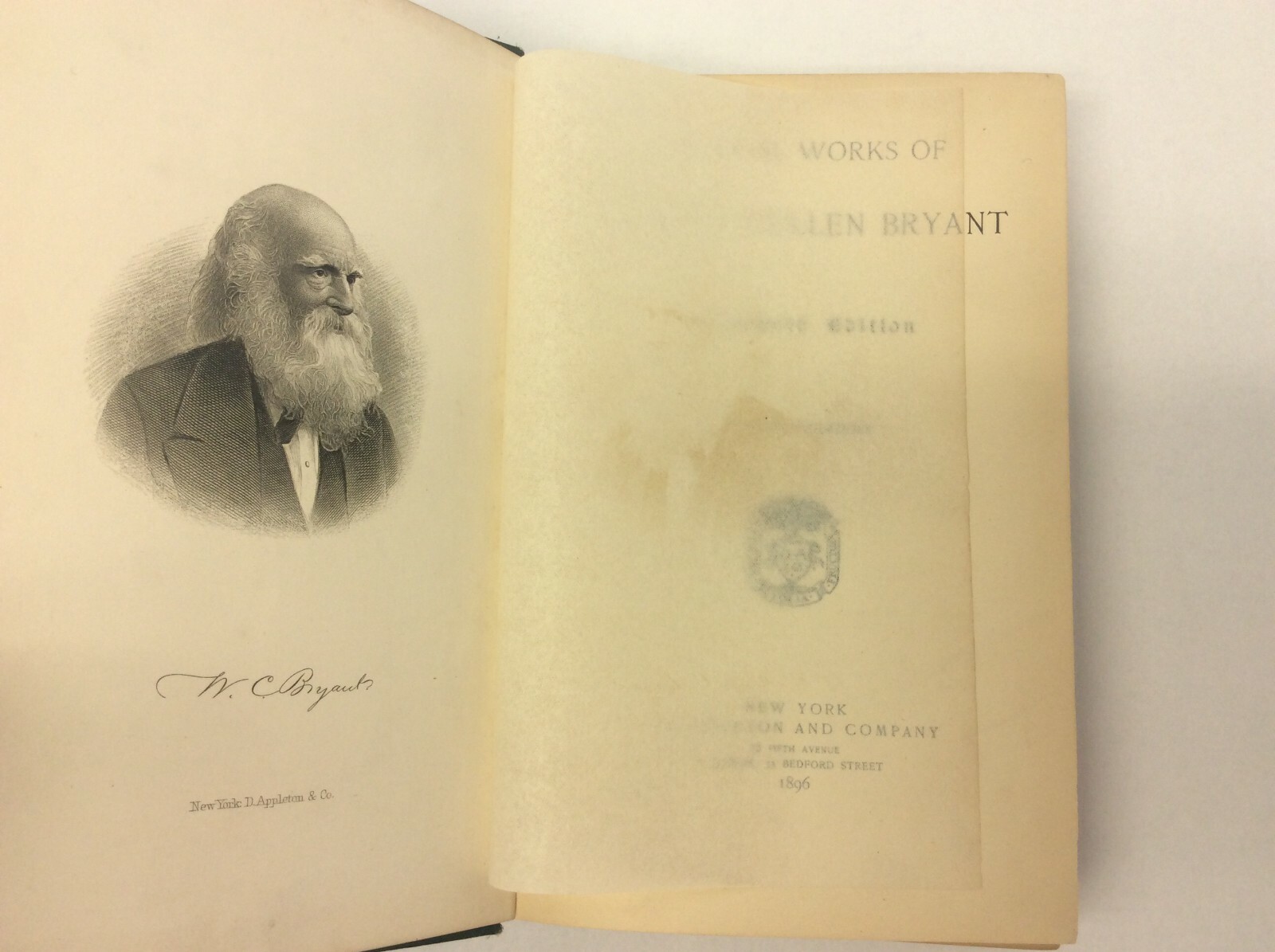 1896 Bryants Poems Household Edition Illustrated D Appleton & Co Hardcover Book