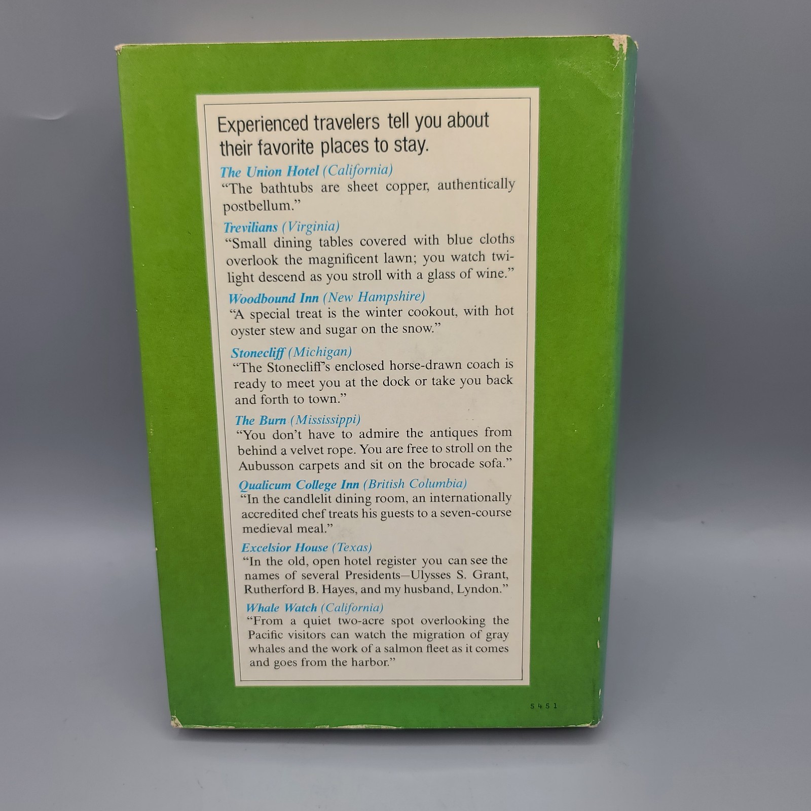 America’s Wonderful Little Hotels and Inns Hardcover Barbara Crossette 1980 DJ