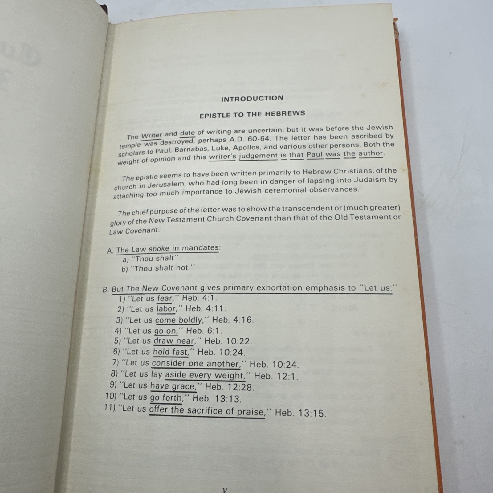 Commentary Verse By Verse HEBREWS Garner-Howes Bible Charts & Outlines HB DJ