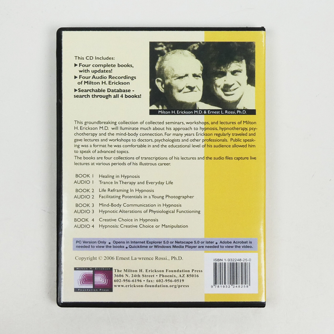 THE COMPLETE SEMINARS OF MILTON H. ERICKSON CD-ROM Hypnosis Lectures & Workshops