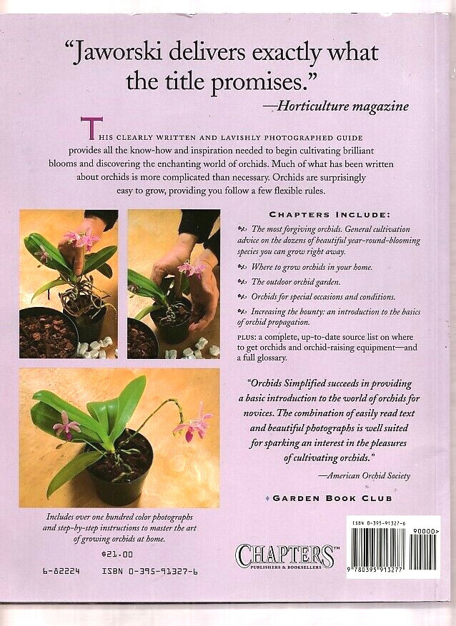 ORCHIDS SIMPLIFIED AN INDOOR GARDENING GUIDE-FLOWERS-PHOTO BOOK-HENRY JAWORSKI