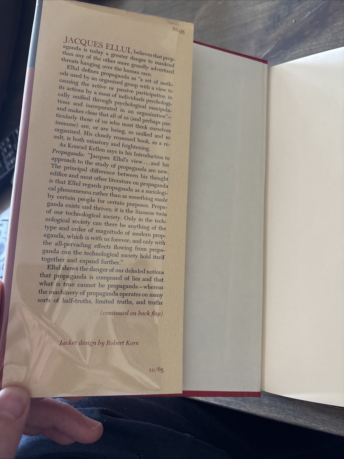 Propaganda: The Formation of Men’s Attitudes, Jacques Ellul (HC) 1st ed 3rd Ptg
