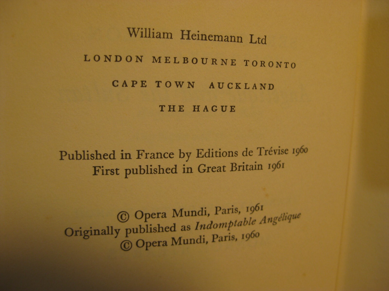 ANGELIQUE AND THE SULTAN (1961) Sergeanne Golon (1st English Language Ed) HC/DJ