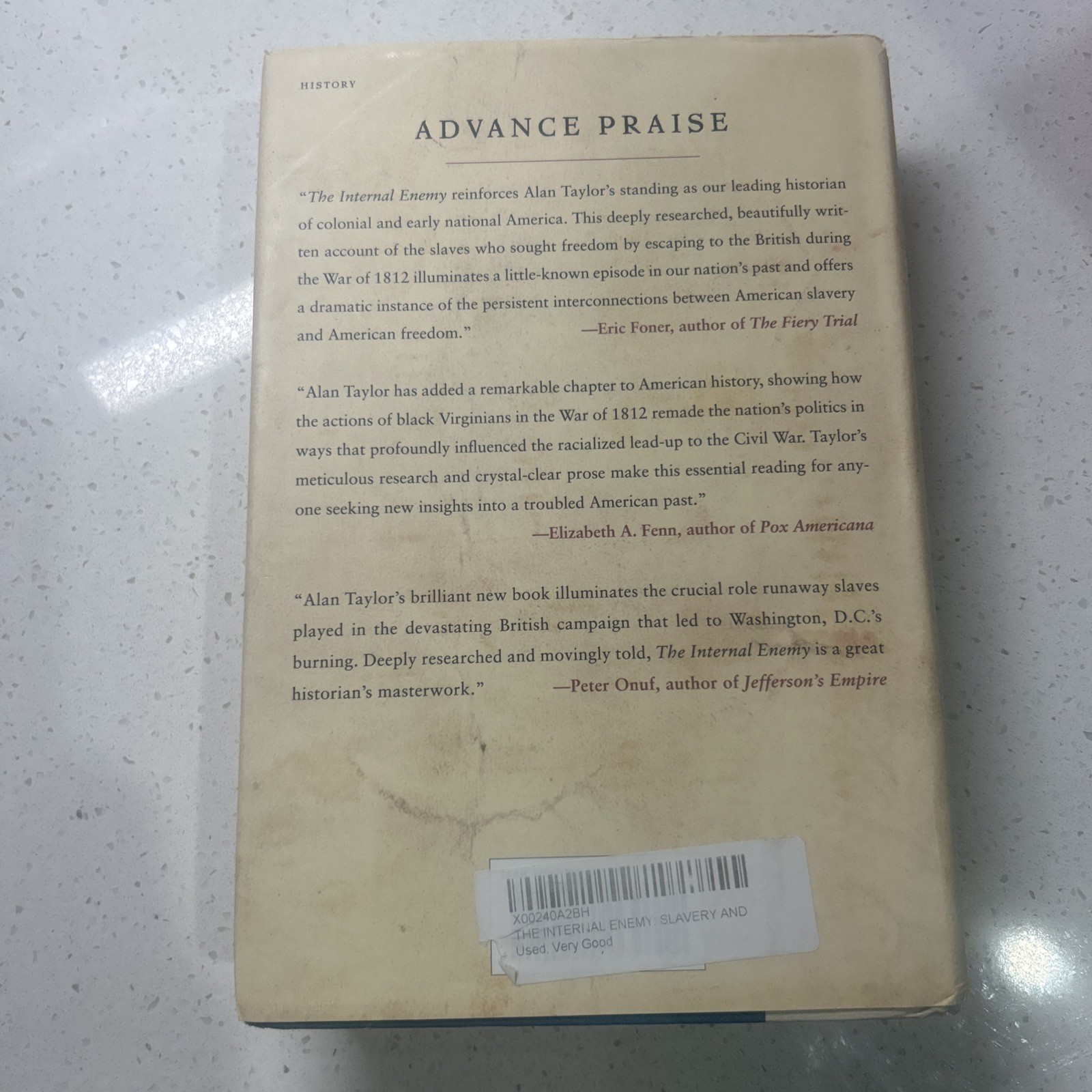 Internal Enemy : Slavery and War in Virginia, 1772-1832 by Alan Taylor (2013,…