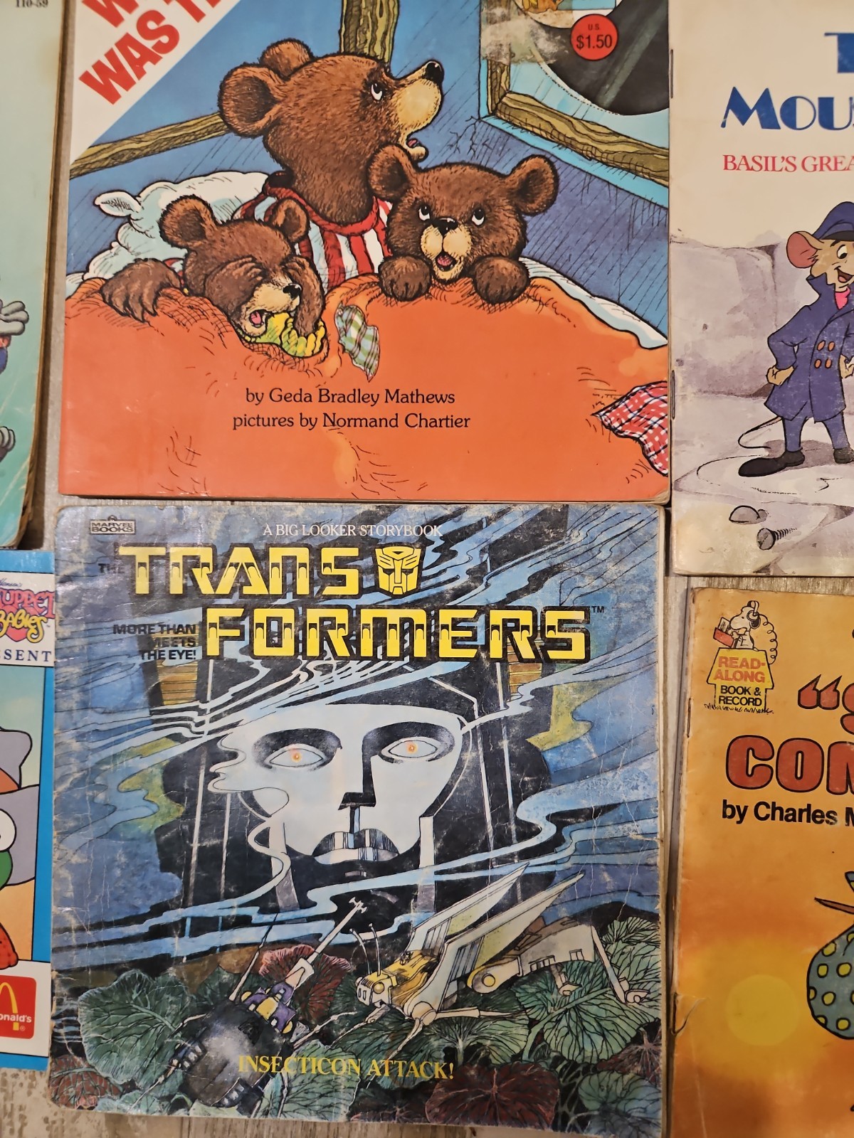 1980s Kids Book Lot Berenstain Bears Transformers Wuzzles Pound Puppies Snoopy
