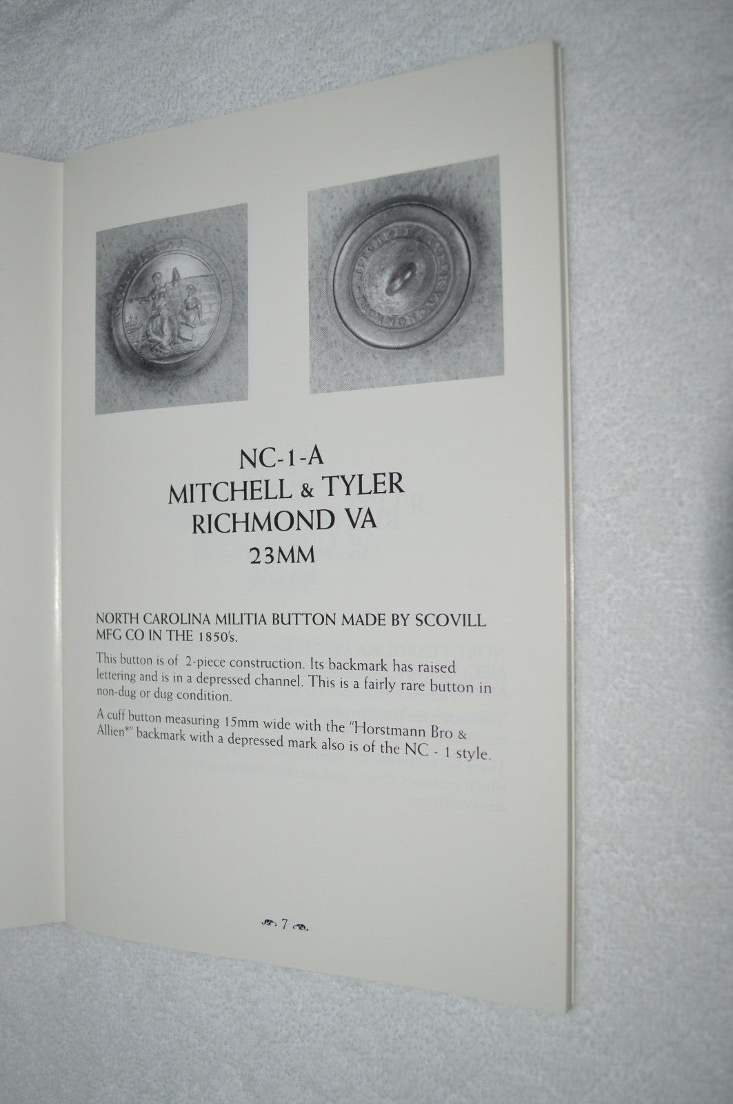 NORTH CAROLINA CIVIL WAR BUTTONS ~ C. TERRY TEFF ~ UNSIGNED COPY ~ NEW