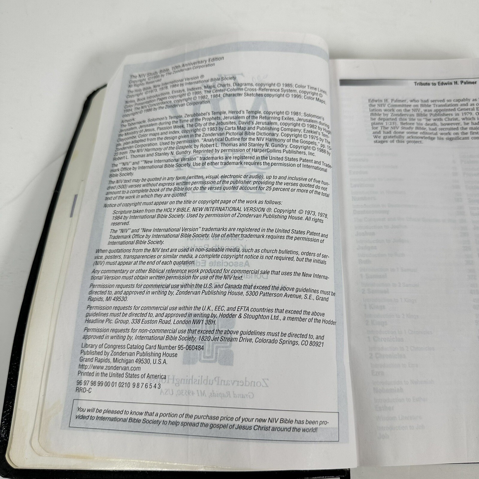 NIV Study BIBLE 1995 Black Bonded Leather 1984 10th Anniversary Zondervan
