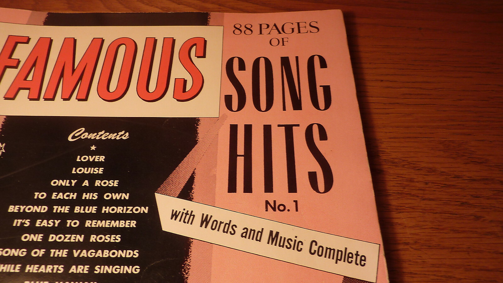 VINTAGE 1954 88 PAGES OF FAMOUS SONG HITS NO. 1 – WORDS & PIANO MUSIC – GREAT !!