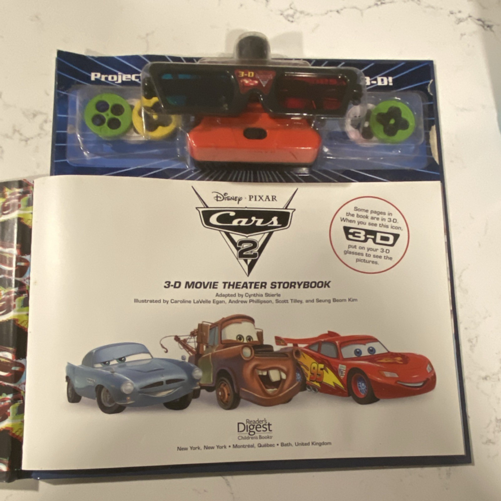 Disney Pixar Cars 2 3-D Movie Theater Storybook Hardcover Projector Set