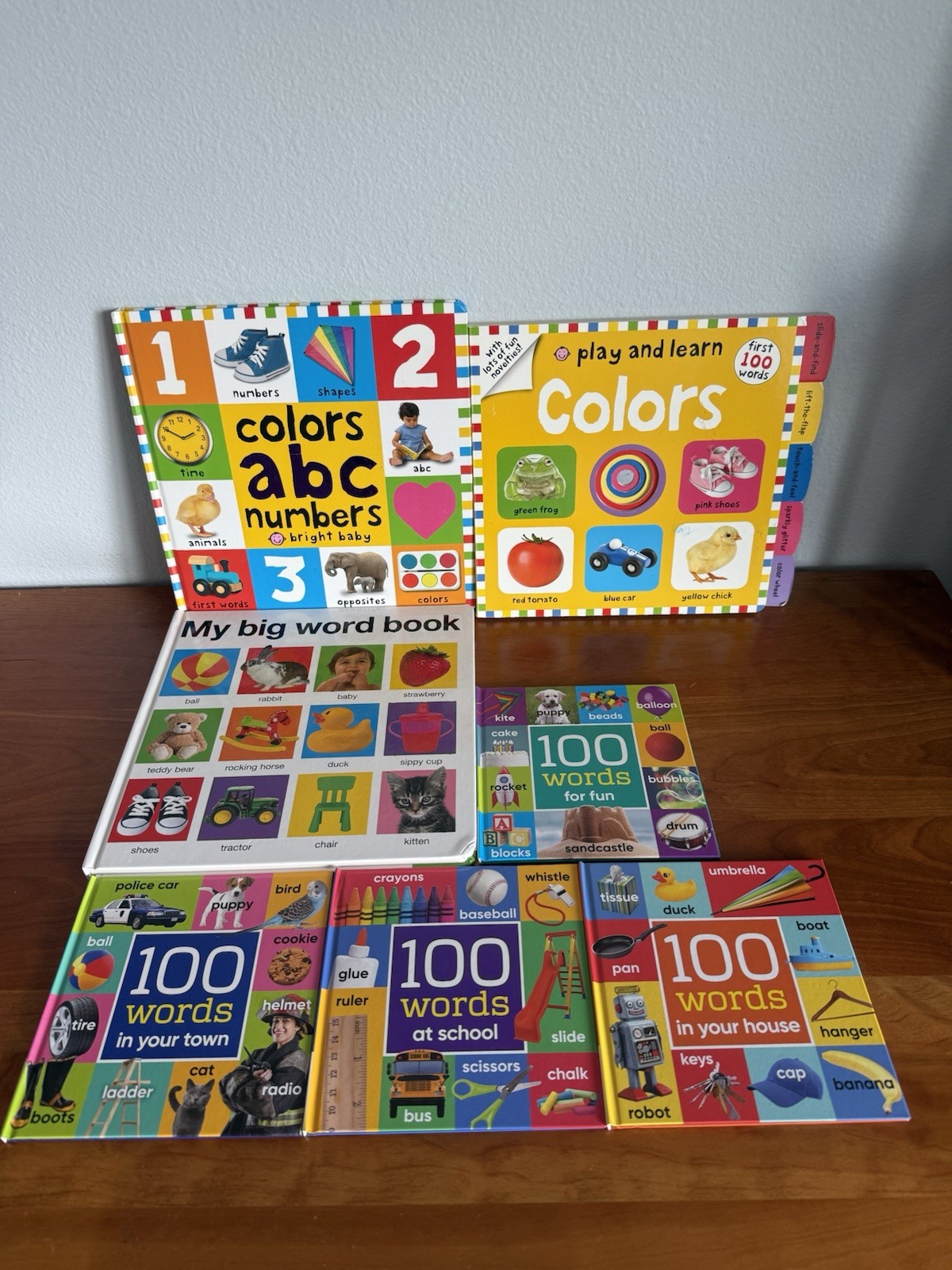 Priddy Books: Colors, ABCs, Numbers, Big Word Book & 4 x 100 word books – school