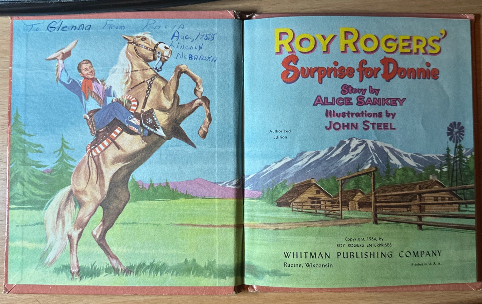 Classic Roy Rogers‘ Surprise For Donnie book – Whitman Publishing Vintage 1954