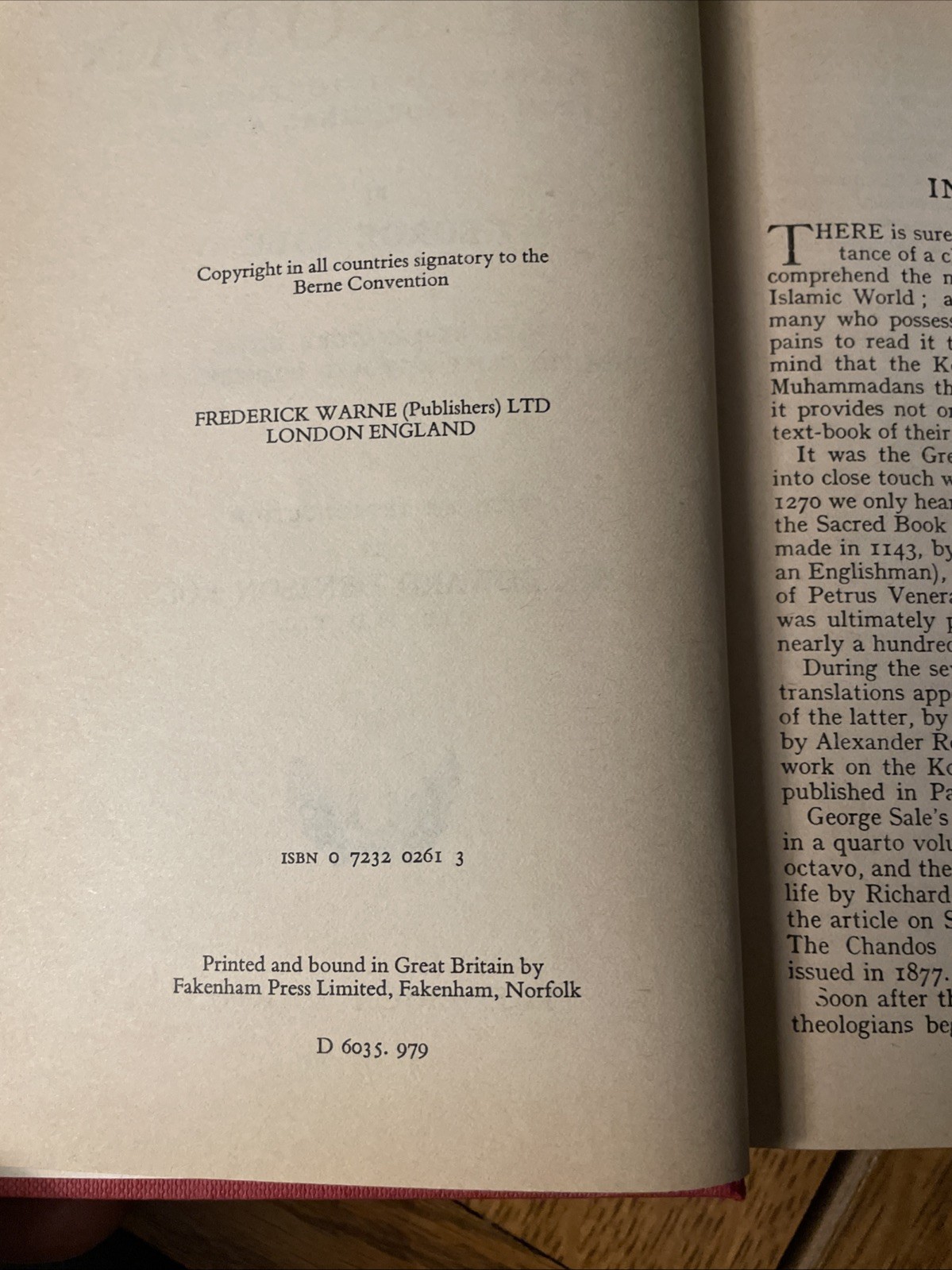The Koran: George Sale Translation HCDJ Frederick Warne