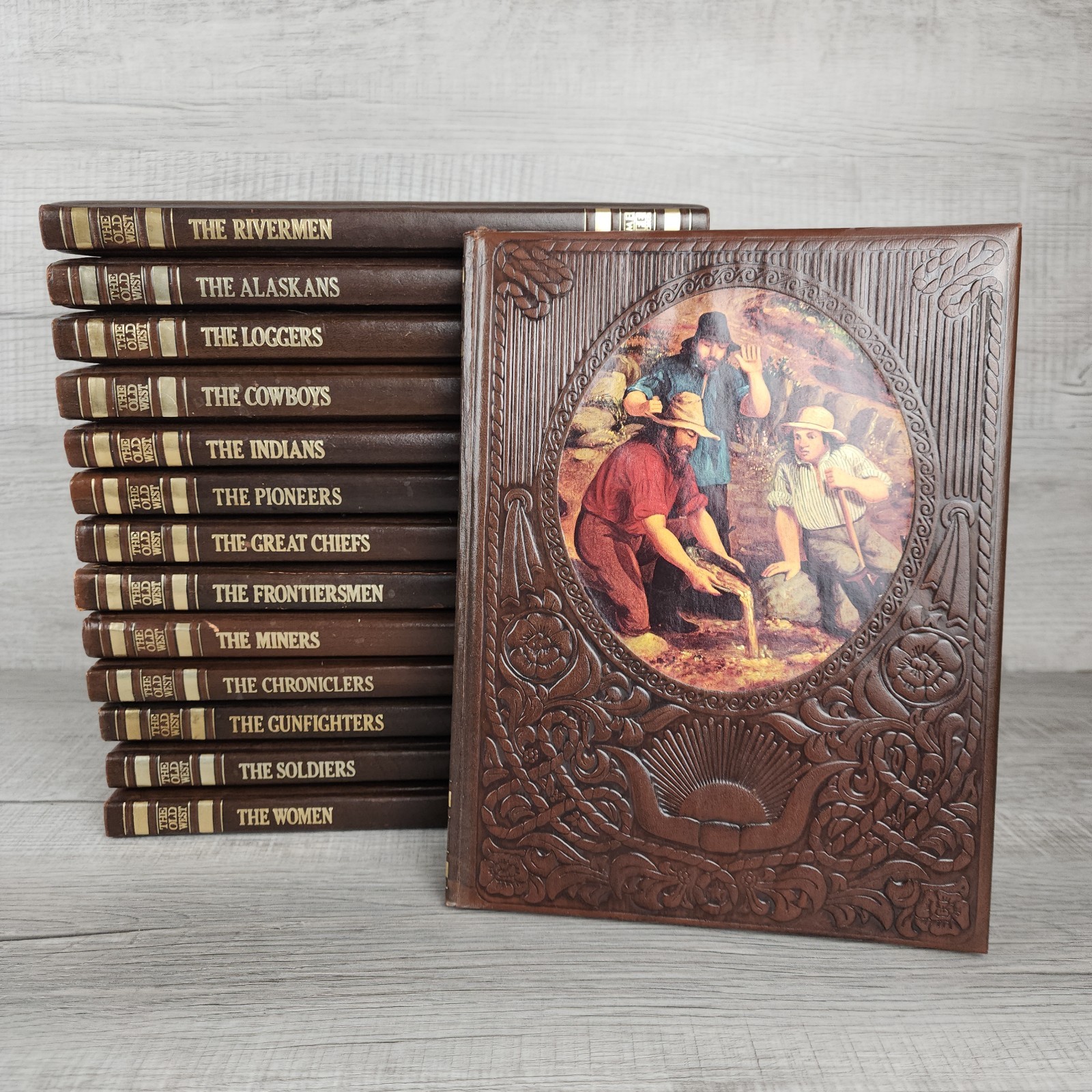 Lot of 14 Time Life Books The Old West Series Hardcover Brown Faux Leather